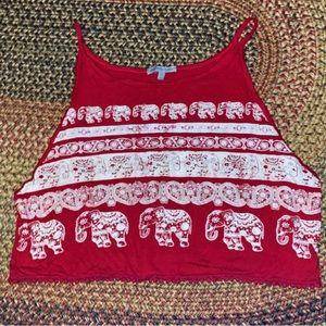 Red Elephant print crop top